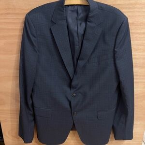 Z ZEGNA navy wool plaid 2 button blazer size 54R (US 44R) Turafi business casual